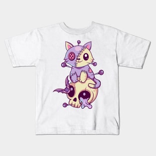 Skull Cat Kawaii Gothic Kids T-Shirt